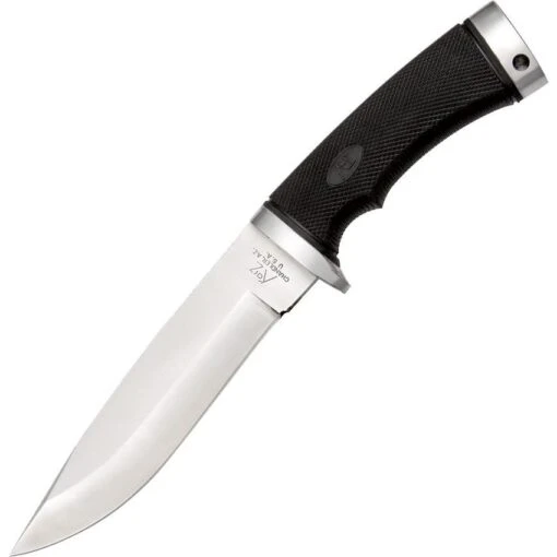 Katz K302 Lion King Fixed Stainless Satin Finish Blade Knife With Black Kraton Diamond Checkered Handles -Buck Knives Shop 116218 116247