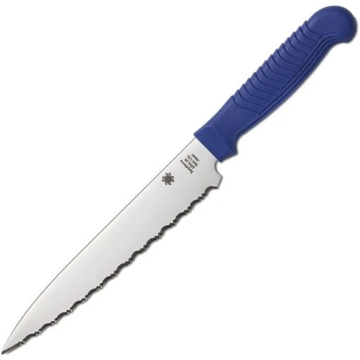 Spyderco 04SBL Utility Serrated Knife With Blue Contoured Polypropylene Handle -Buck Knives Shop 187971 188000